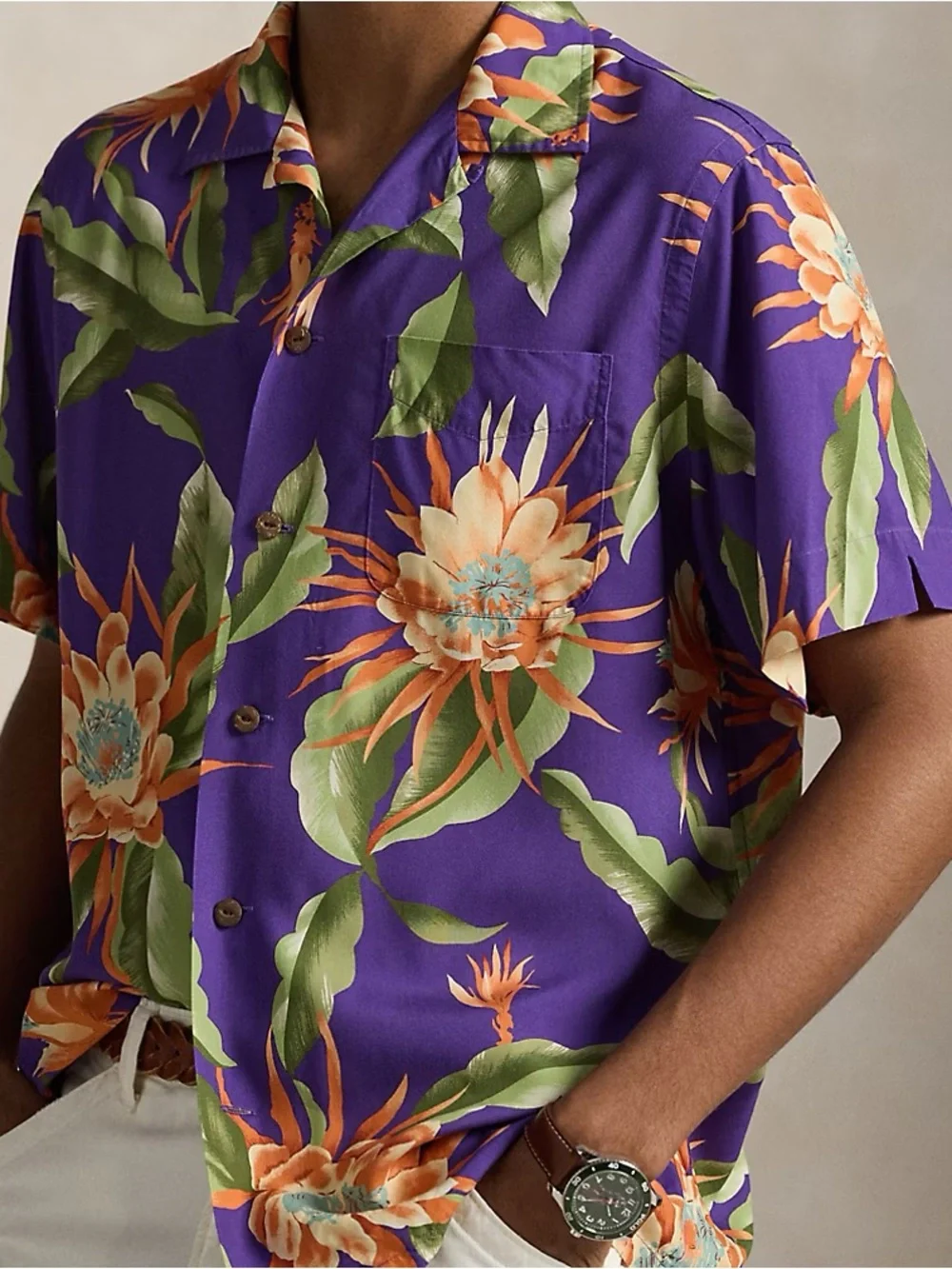 Polo Ralph Lauren Classic Fit Tropical Floral Camp Shirt Purple South Floral XL